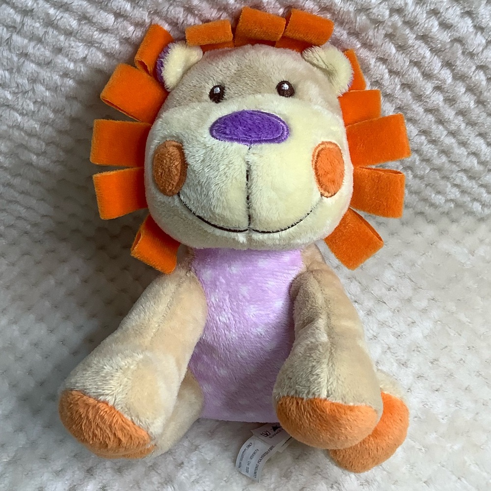 Aurora World Cuddly Lion Plush Toy with Orange Purple Highlights Stuffed Animal